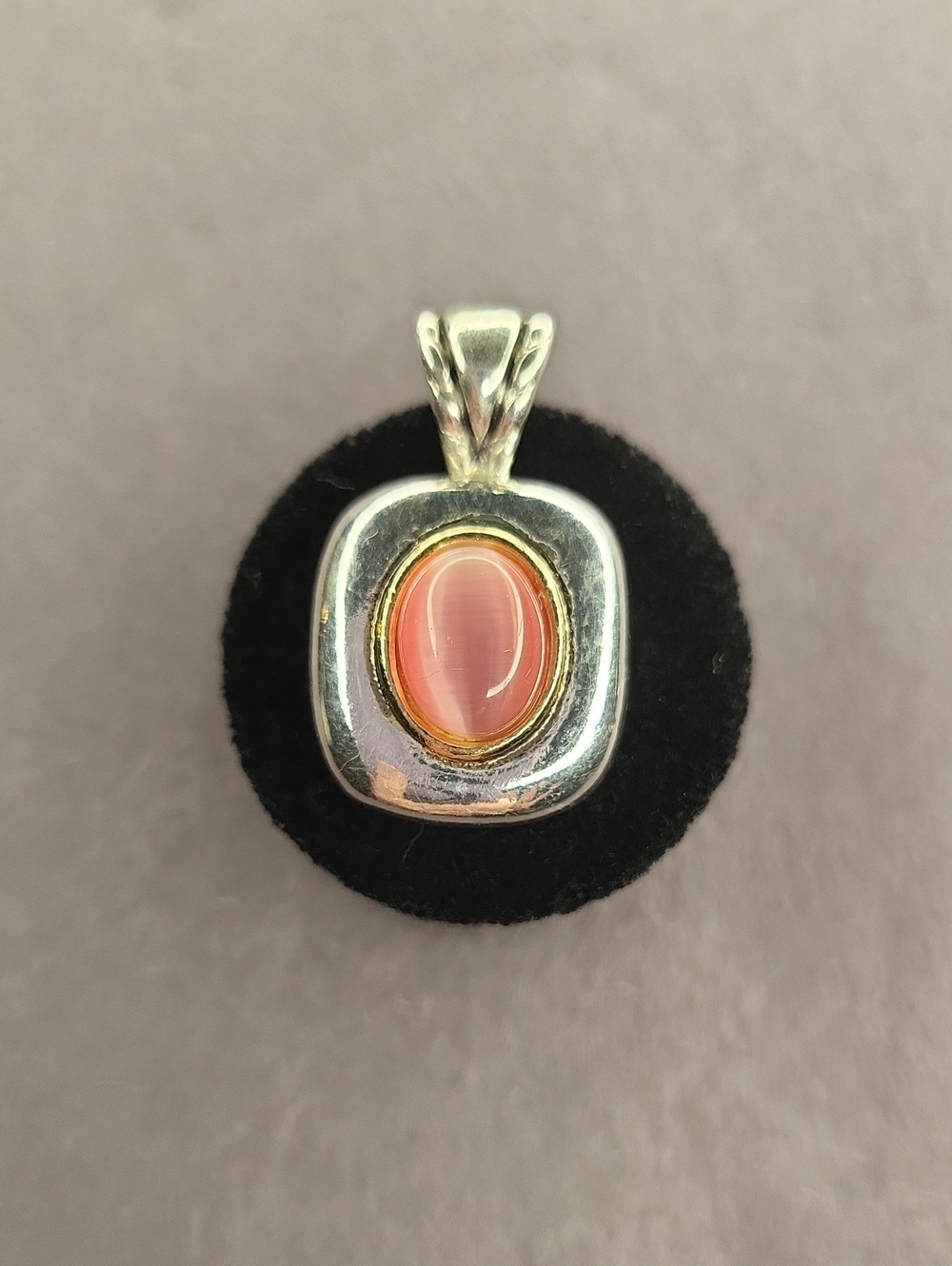 Silver Pink Stone Pendant